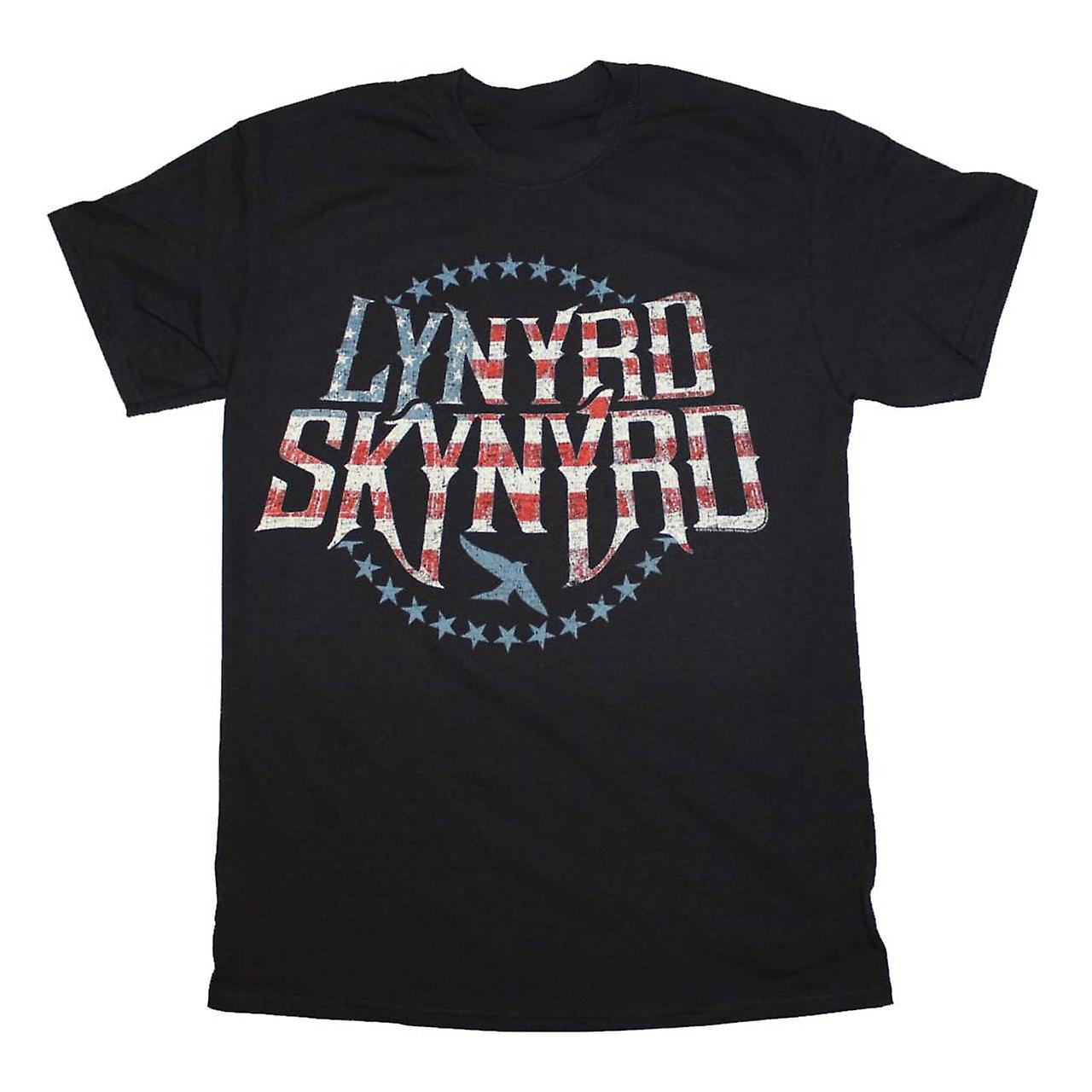 Camiseta Rockinstone Lynyrd Skynyrd Con Logotipo De Rayas Y Estrellas - Venta Internacional.