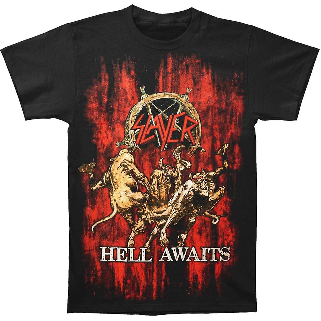 Foto 2 pulgar | Camiseta Rockinstone Slayer Hell Awaits Blood Print - Venta Internacional.