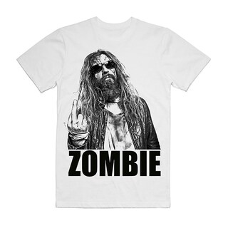 Foto 1 | Camiseta Rockinstone Rob Zombie Zero Fucks Given Ever White - Venta Internacional.