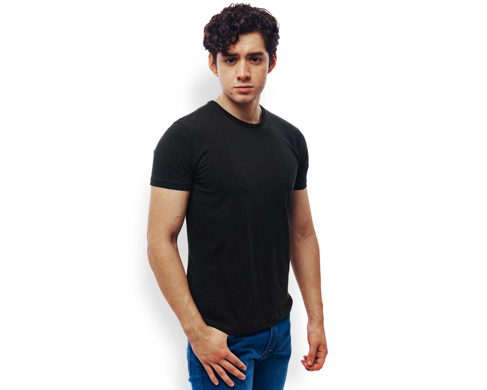 Foto 2 pulgar | Playera De Manga Corta Para Hombre Marca Rams Cottons Modelo Sergio Color Negro Cuello Redondo Corte Slim Fit