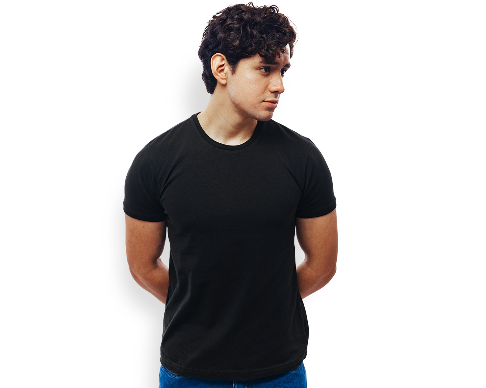 Foto 2 | Playera De Manga Corta Para Hombre Marca Rams Cottons Modelo Sergio Color Negro Cuello Redondo Corte Slim Fit