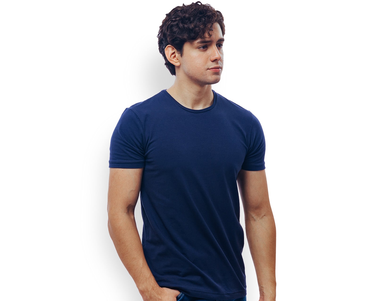 Playera De Manga Corta Para Hombre Marca Rams Cottons Modelo Sergio Color Azul Marino Cuello Redondo Corte Slim Fit $280