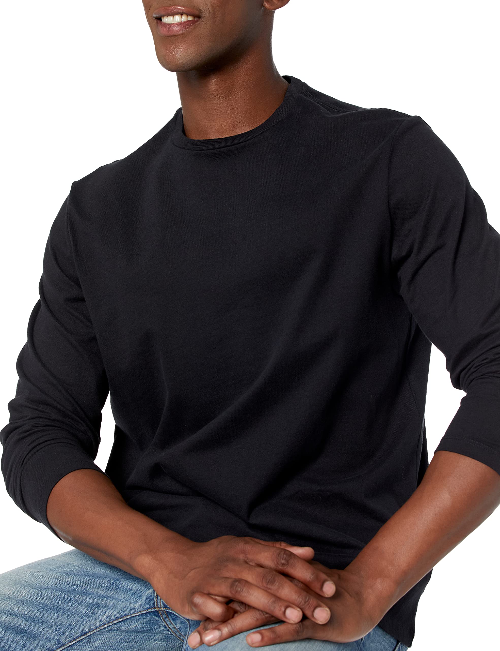 Foto 4 pulgar | Camiseta Amazon Essentials Manga Larga Negra para Hombre - Venta Internacional