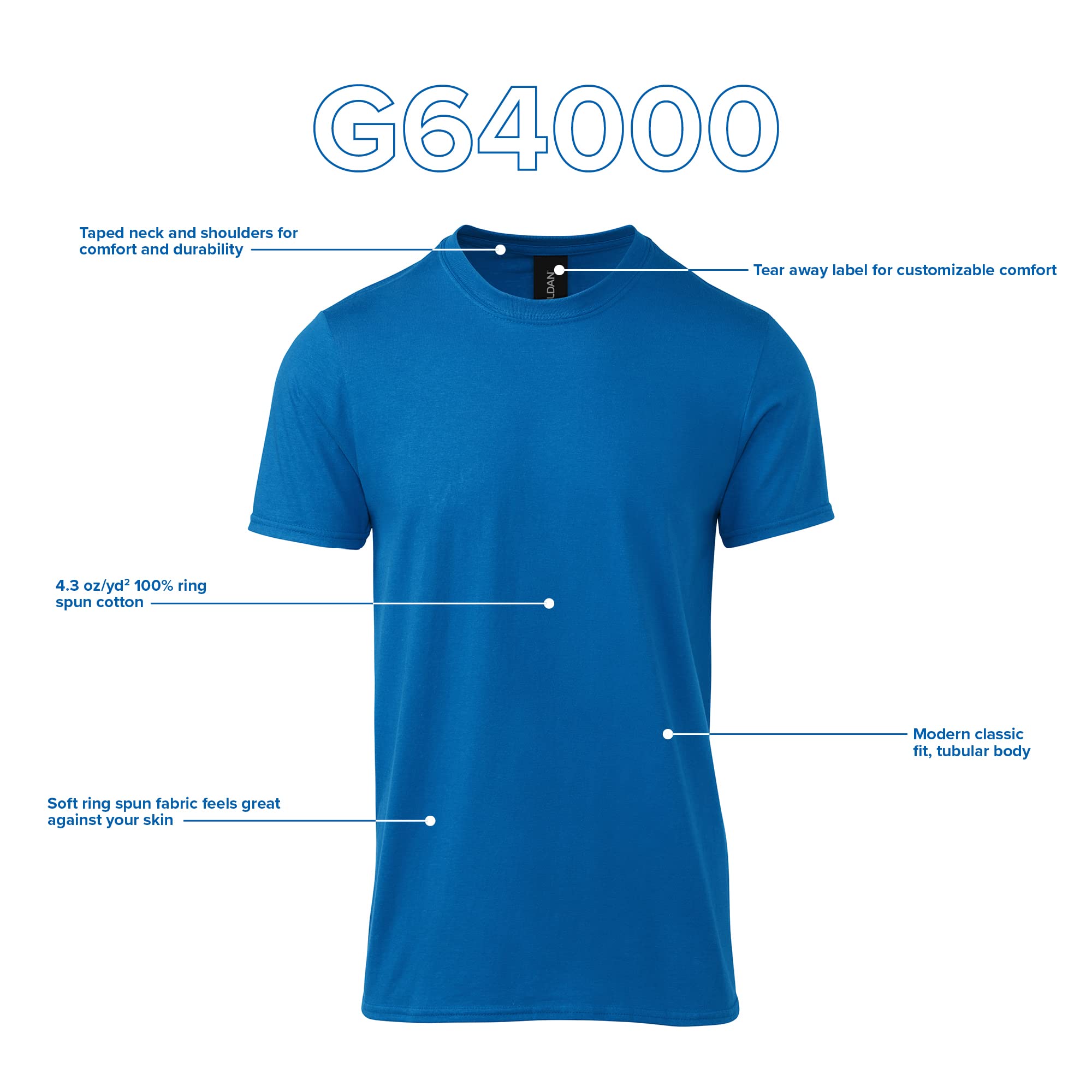Foto 3 pulgar | Camiseta Gildan G64000 Blanca para Hombre Paquete de 2 - Venta Internacional