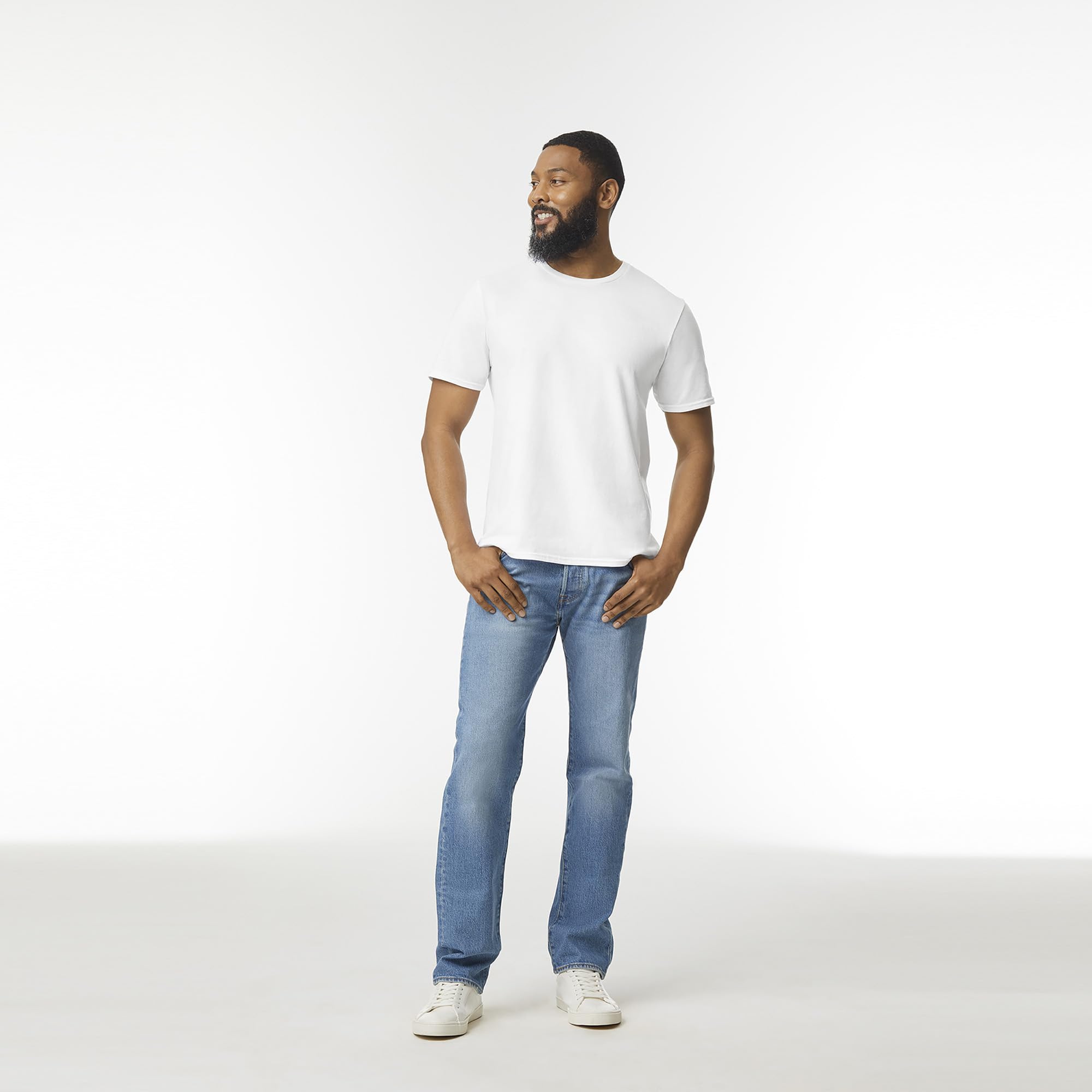 Foto 7 pulgar | Camiseta Gildan G64000 Blanca para Hombre Paquete de 2 - Venta Internacional