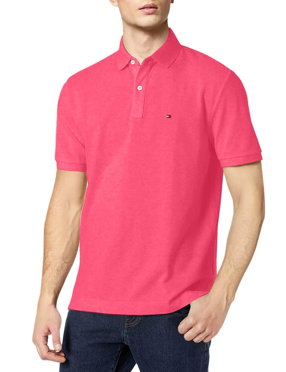 Foto 2 pulgar | Polo Tommy Hilfiger Para Hombre, Corte Clásico, Con Sorbete De Frambuesa - Venta Internacional.