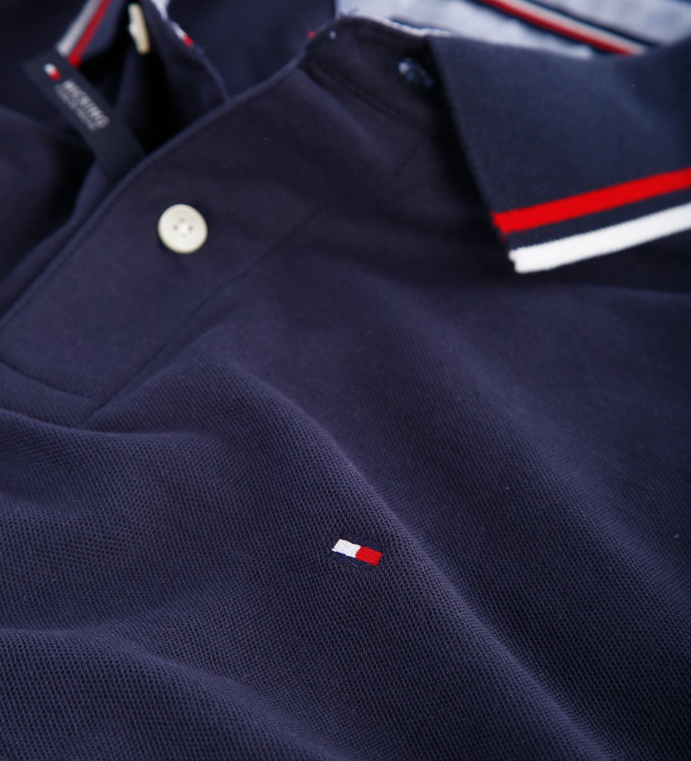 Foto 3 pulgar | Polo Tommy Hilfiger Con Cuello A Rayas Para Hombre, Color Azul Marino - Venta Internacional.