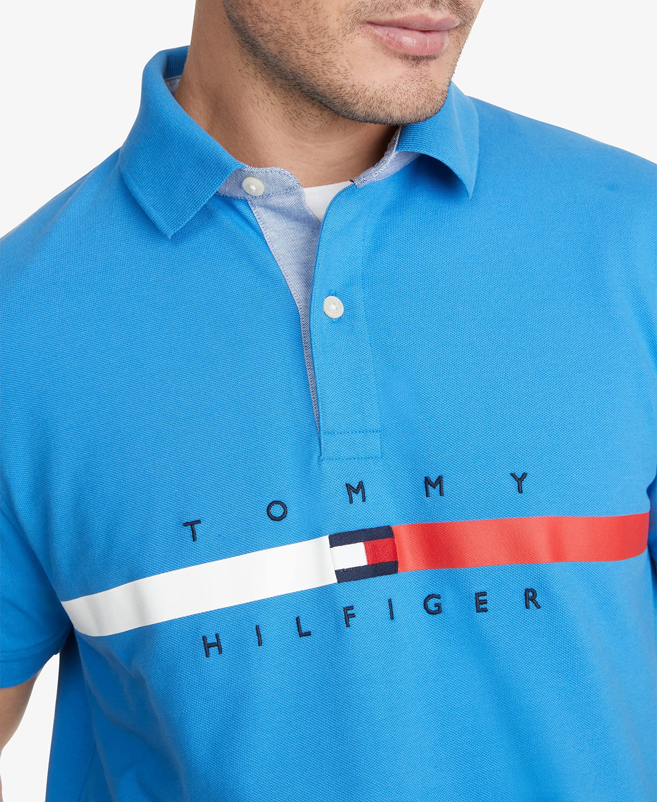 Foto 3 | Polo Tommy Hilfiger De Piqué De Algodón De Manga Corta Para Hombre - Venta Internacional.