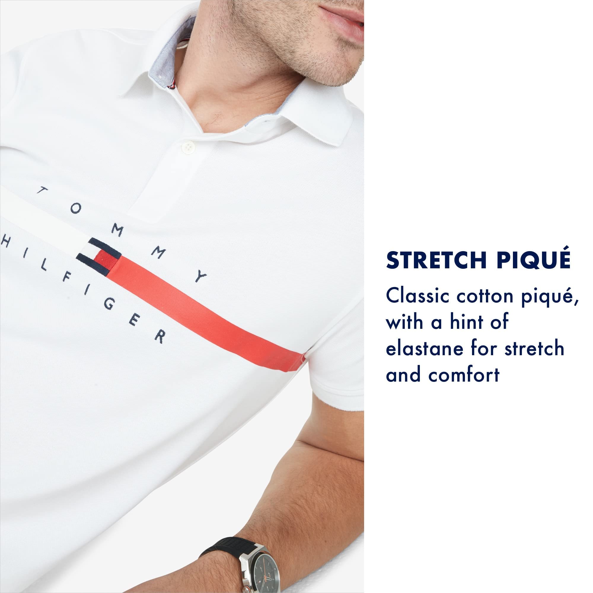 Foto 7 | Polo Tommy Hilfiger De Piqué De Algodón De Manga Corta Para Hombre - Venta Internacional.