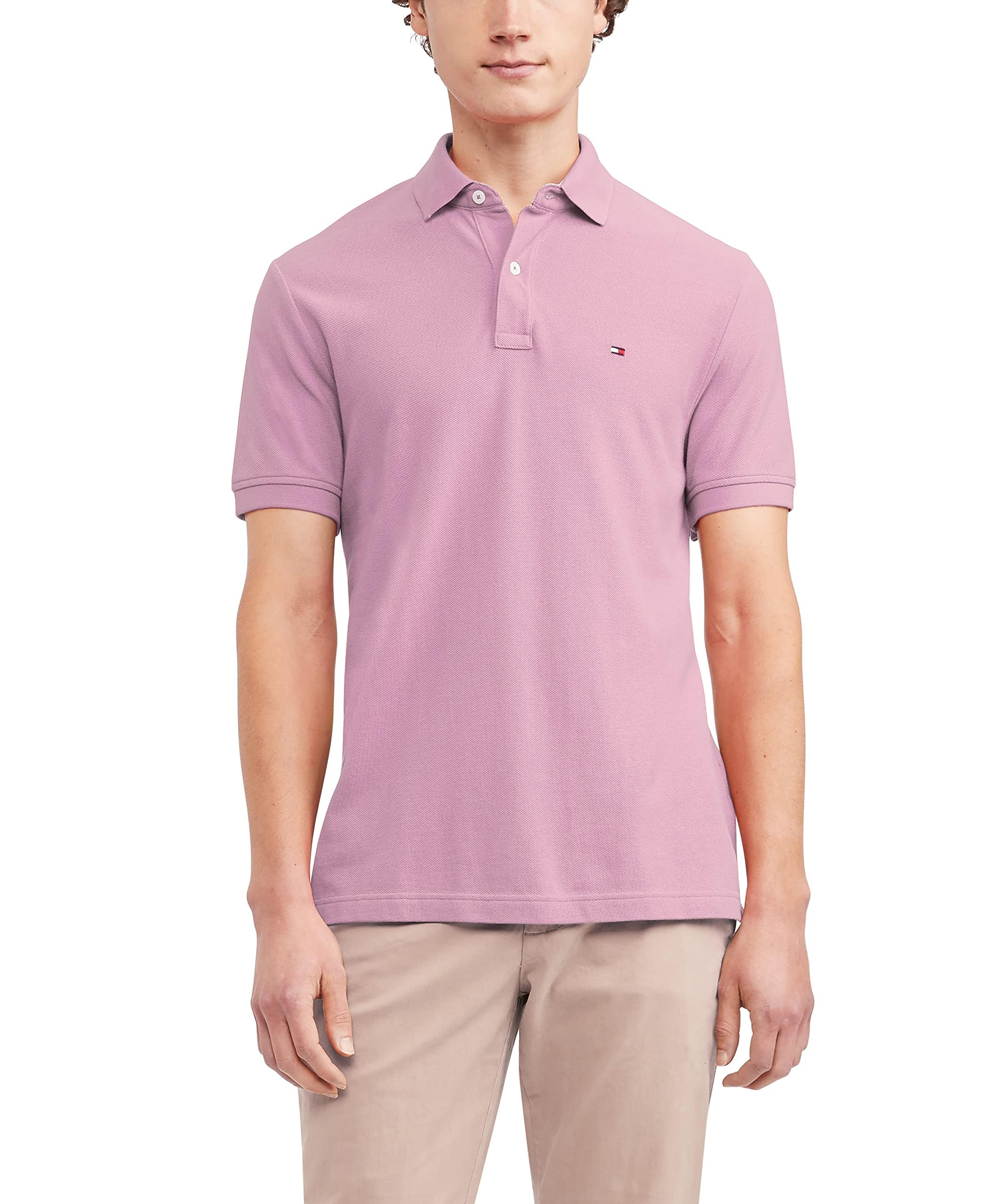 Polo Tommy Hilfiger De Manga Corta, Corte Regular, Rosa - Venta Internacional.