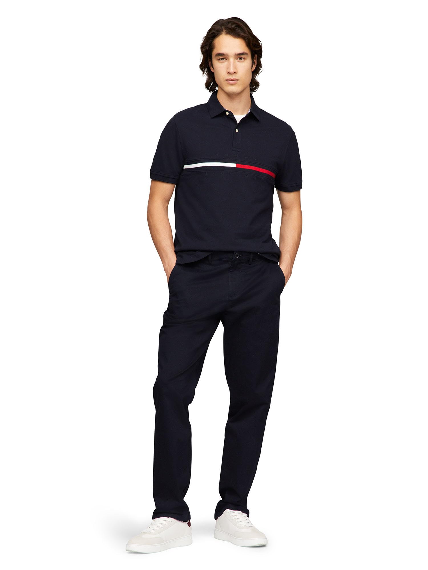 Foto 4 pulgar | Polo Tommy Hilfiger En Piqué De Algodón Con Estampado De Bandera Azul Marino Xs - Venta Internacional.
