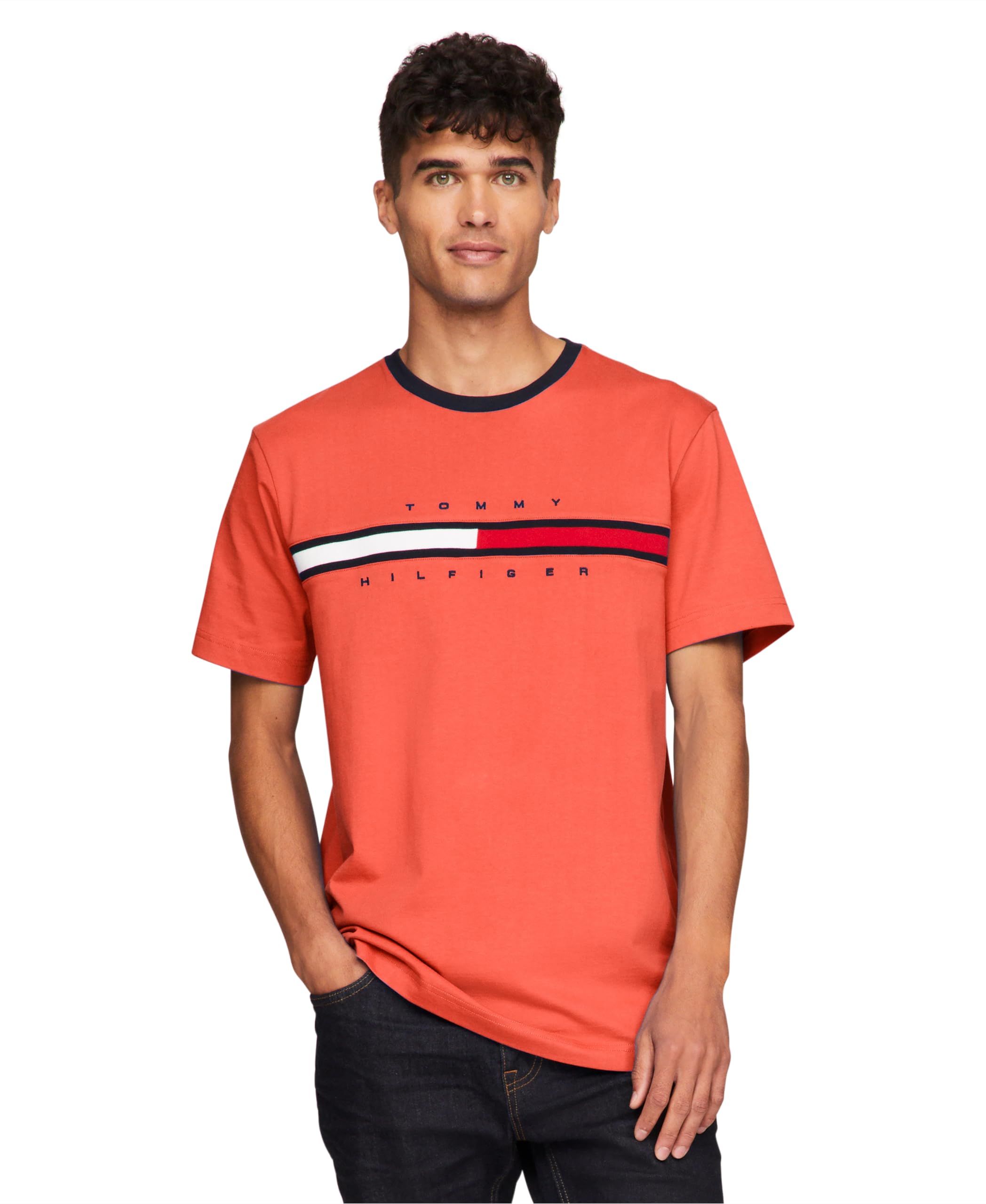 Foto 2 pulgar | Camiseta Tommy Hilfiger De Manga Corta Con Estampado De Rayas Exclusivas Para Hombre - Venta Internacional.