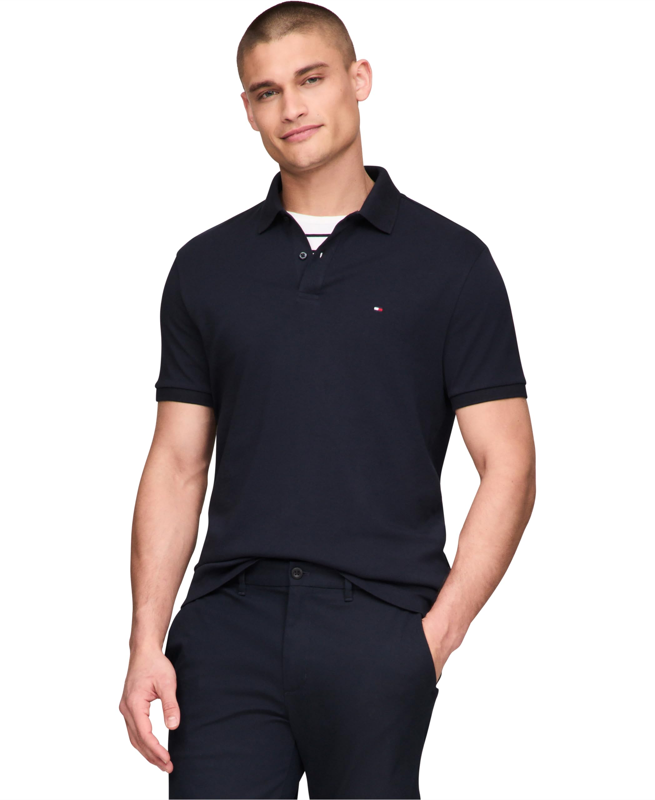 Foto 2 pulgar | Polo Tommy Hilfiger De Algodón Líquido De Corte Regular Para Hombre - Venta Internacional.