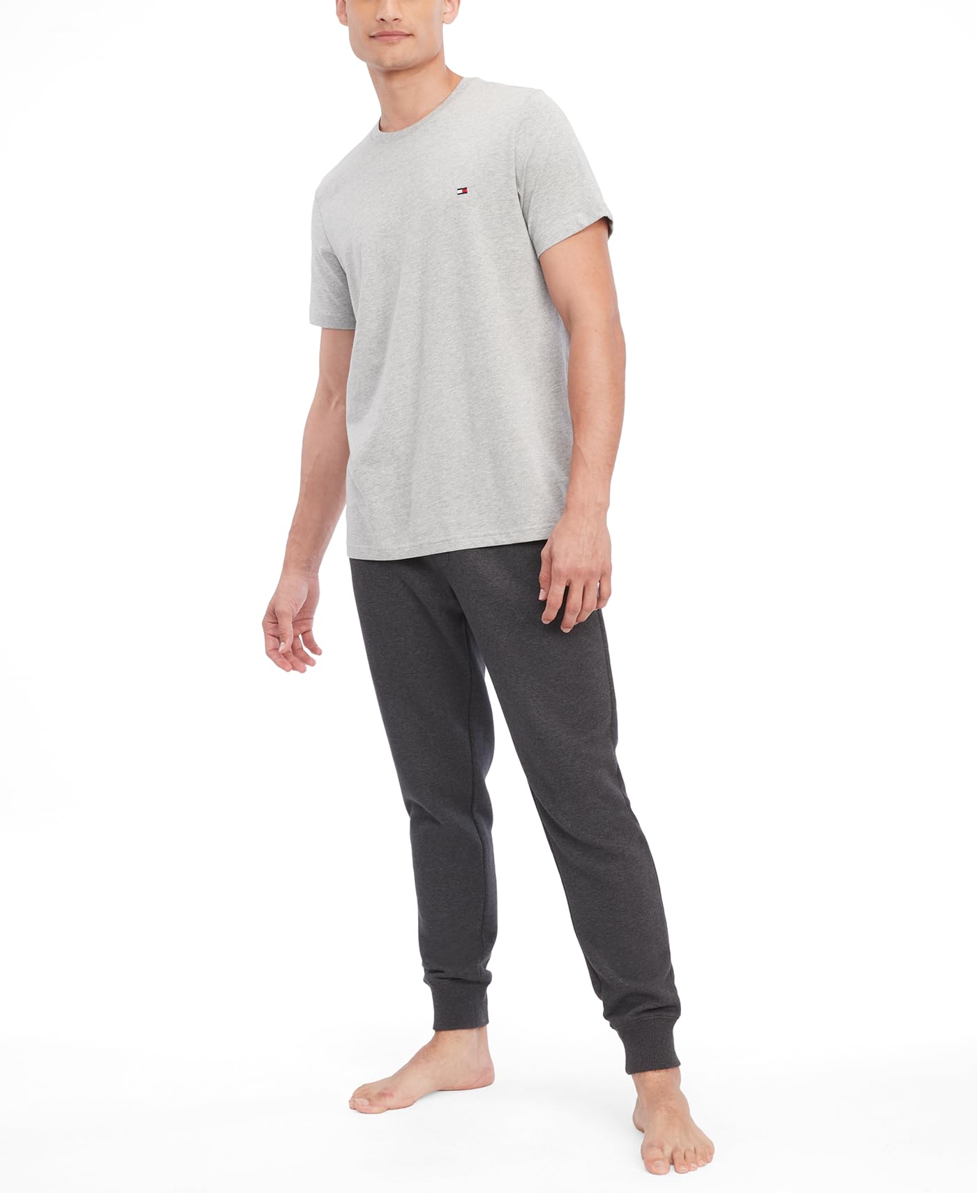Foto 5 pulgar | Camiseta De Pijama Con Cuello Redondo Con La Bandera De Tommy Hilfiger Para Hombre, Color Gris - Venta Internacional.