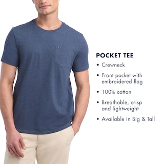 Foto 3 | Camiseta Tommy Hilfiger Para Hombre, Cuello Redondo, Bolsillo, Gris Claro, Xl - Venta Internacional.