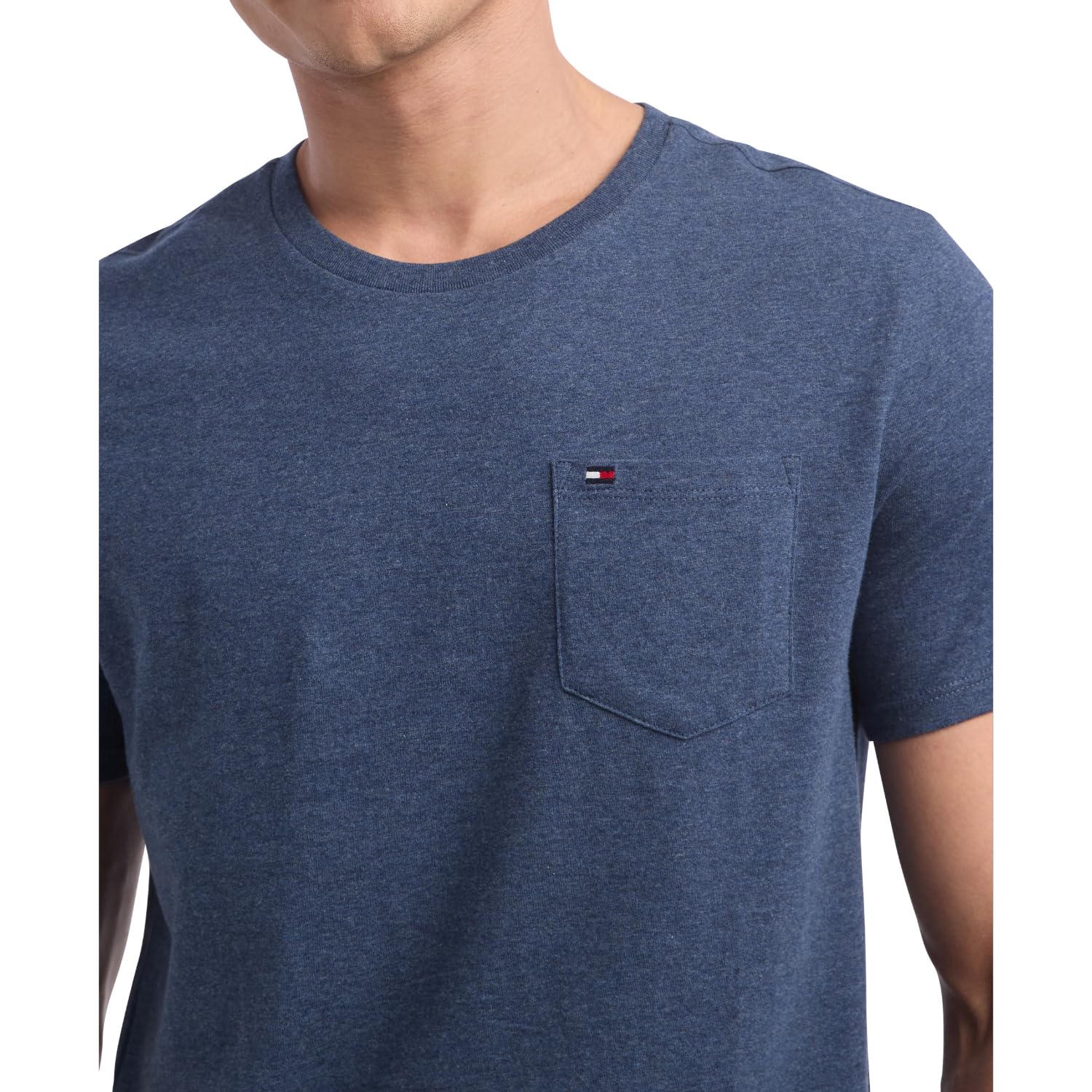 Foto 3 pulgar | Camiseta Tommy Hilfiger Essential De Manga Corta Con Bolsillo Azul Marino - Venta Internacional.