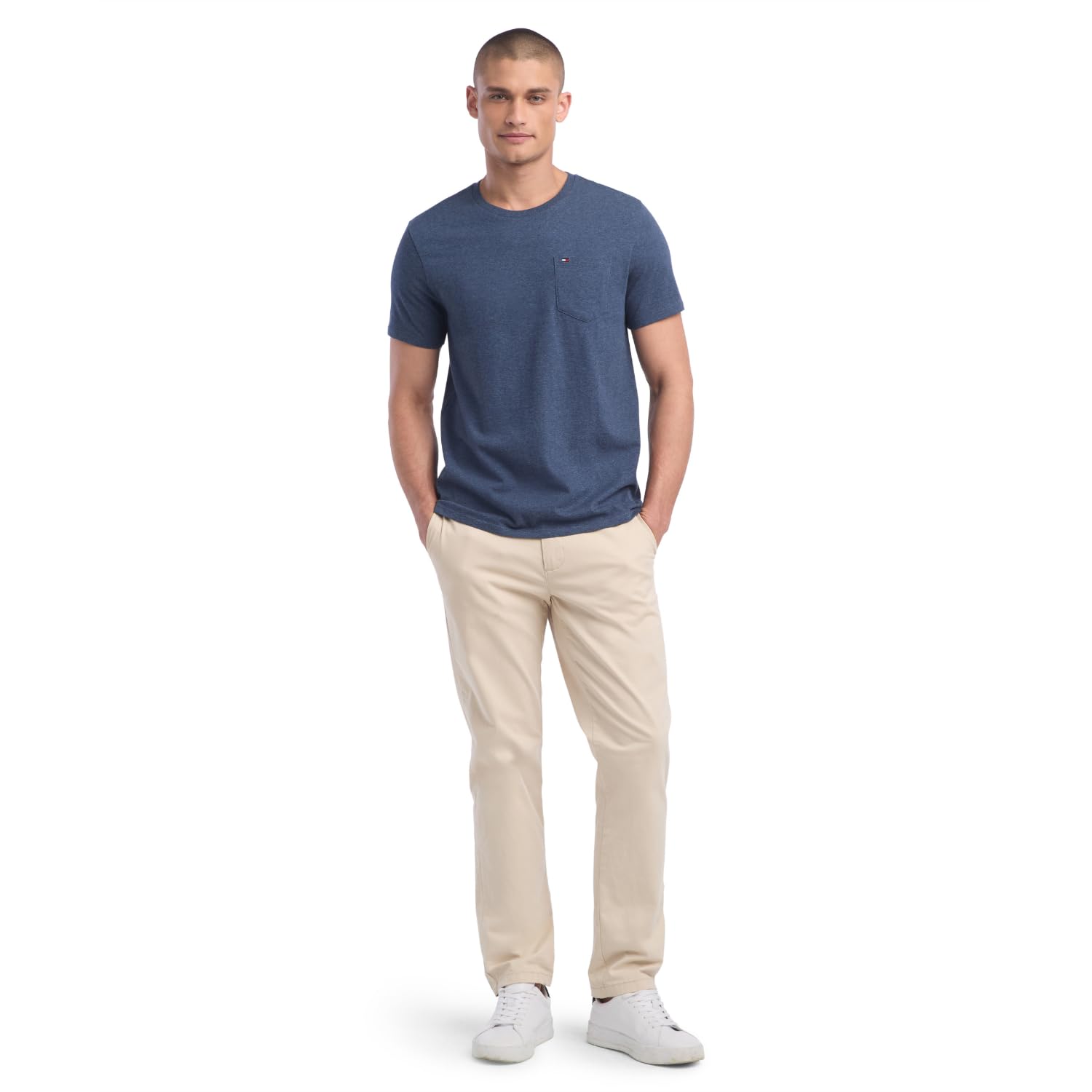 Foto 4 pulgar | Camiseta Tommy Hilfiger Essential De Manga Corta Con Bolsillo Azul Marino - Venta Internacional.