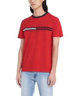 Foto 1 | Camiseta Tommy Hilfiger De Manga Corta Con Logotipo Para Hombre - Apple Red - Venta Internacional.