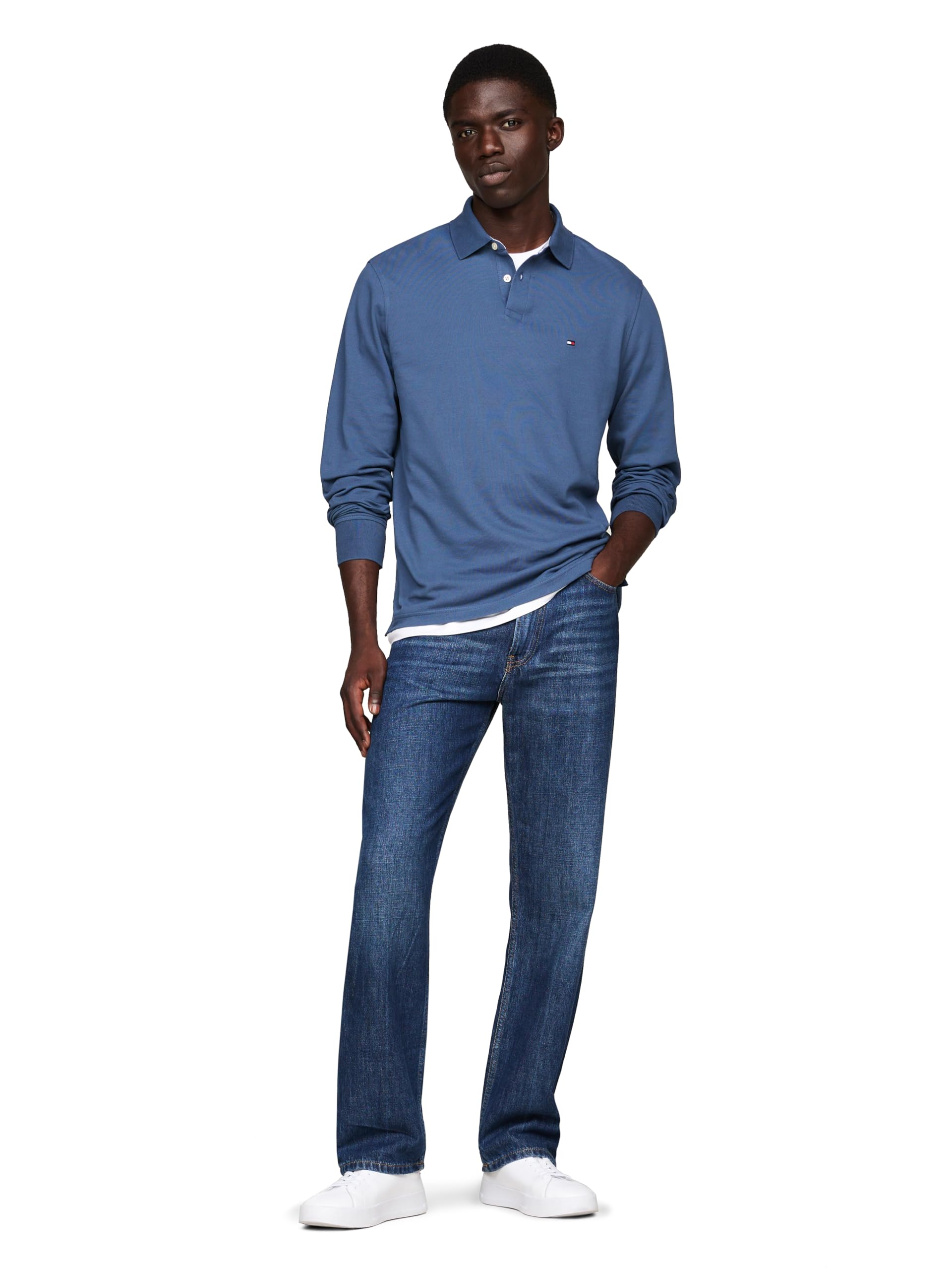 Foto 4 | Polo Tommy Hilfiger De Manga Larga De Corte Regular Para Hombre - Venta Internacional.