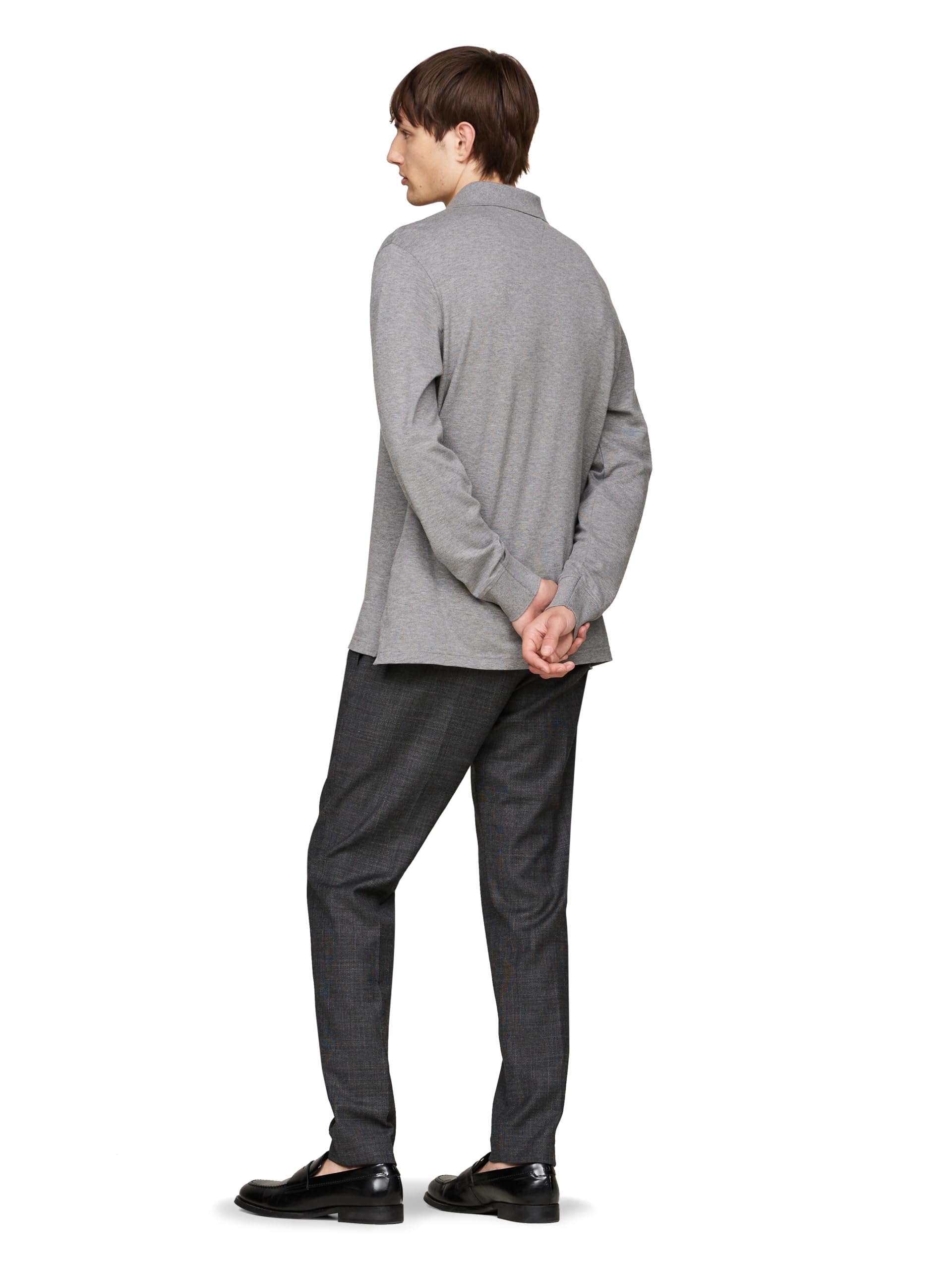 Foto 4 pulgar | Polo Tommy Hilfiger De Manga Larga Para Hombre, Corte Regular, Gris - Venta Internacional.