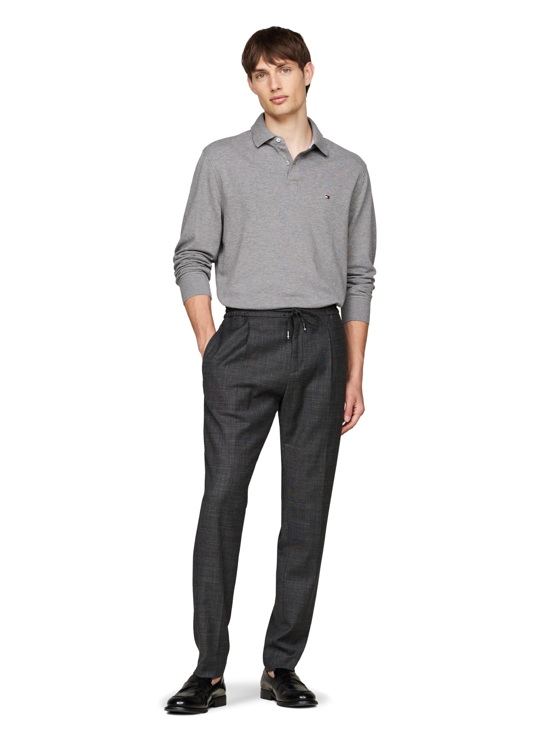 Foto 5 pulgar | Polo Tommy Hilfiger De Manga Larga Para Hombre, Corte Regular, Gris - Venta Internacional.