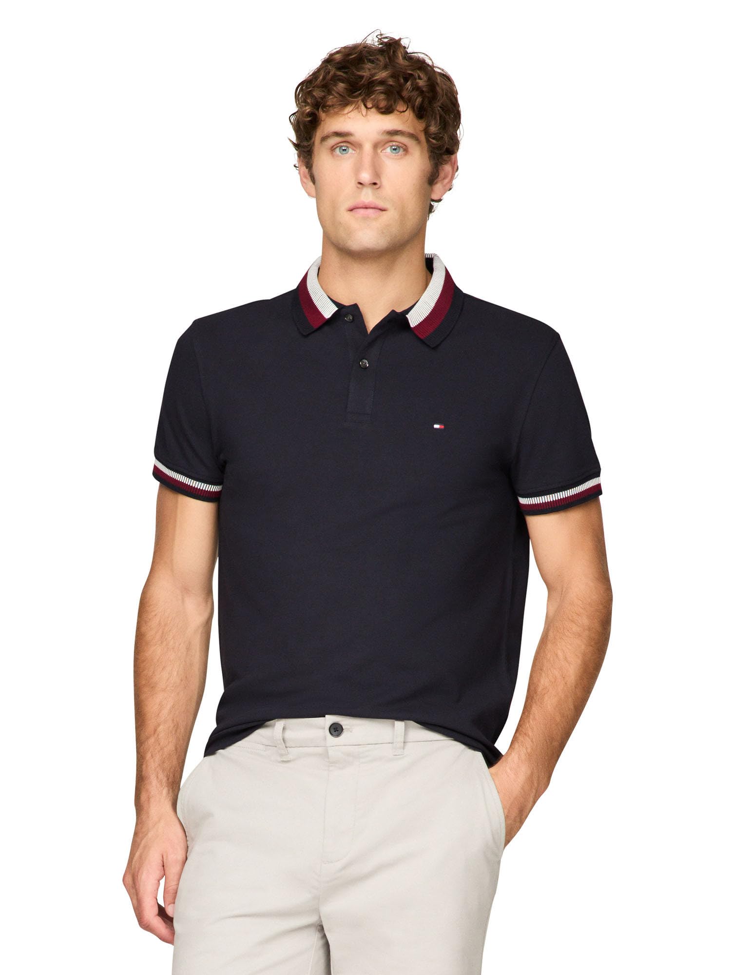 Foto 2 pulgar | Polo Tommy Hilfiger Con Cuello Bicolor Para Hombre - Venta Internacional.