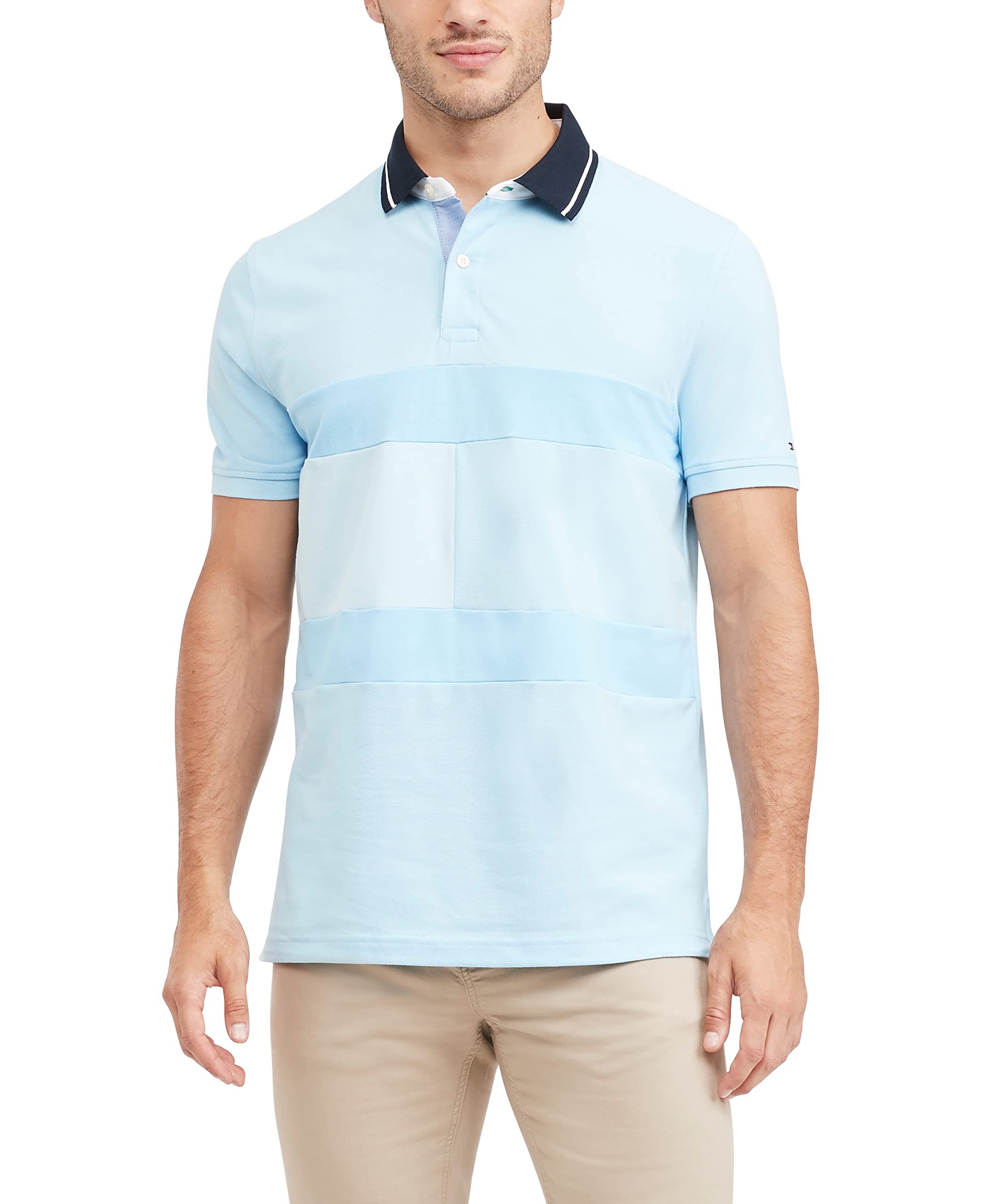 Polo Tommy Hilfiger De Manga Corta Para Hombre - Azul Brumoso - Venta Internacional.