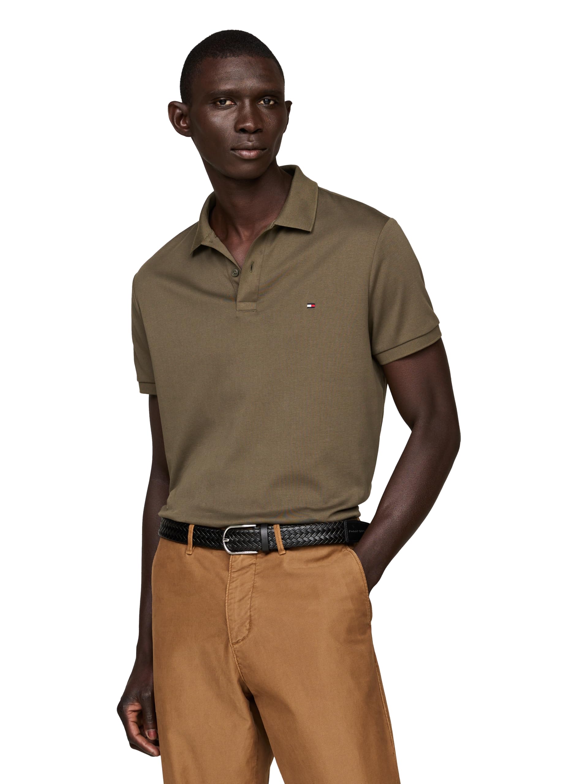 Foto 2 pulgar | Polo Tommy Hilfiger De Algodón Líquido, Color Verde Militar Regular - Venta Internacional.