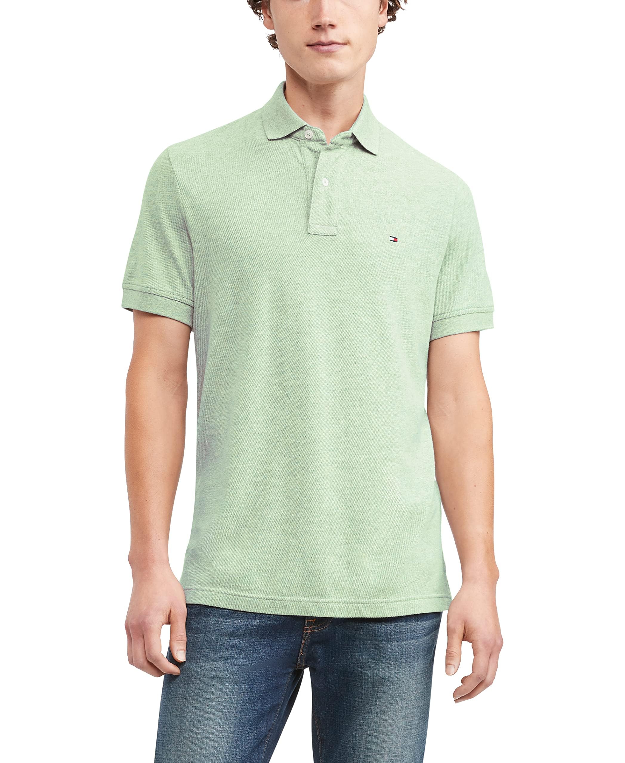 Polo Tommy Hilfiger B7886 Soft Green Htr Para Hombre - Venta Internacional.