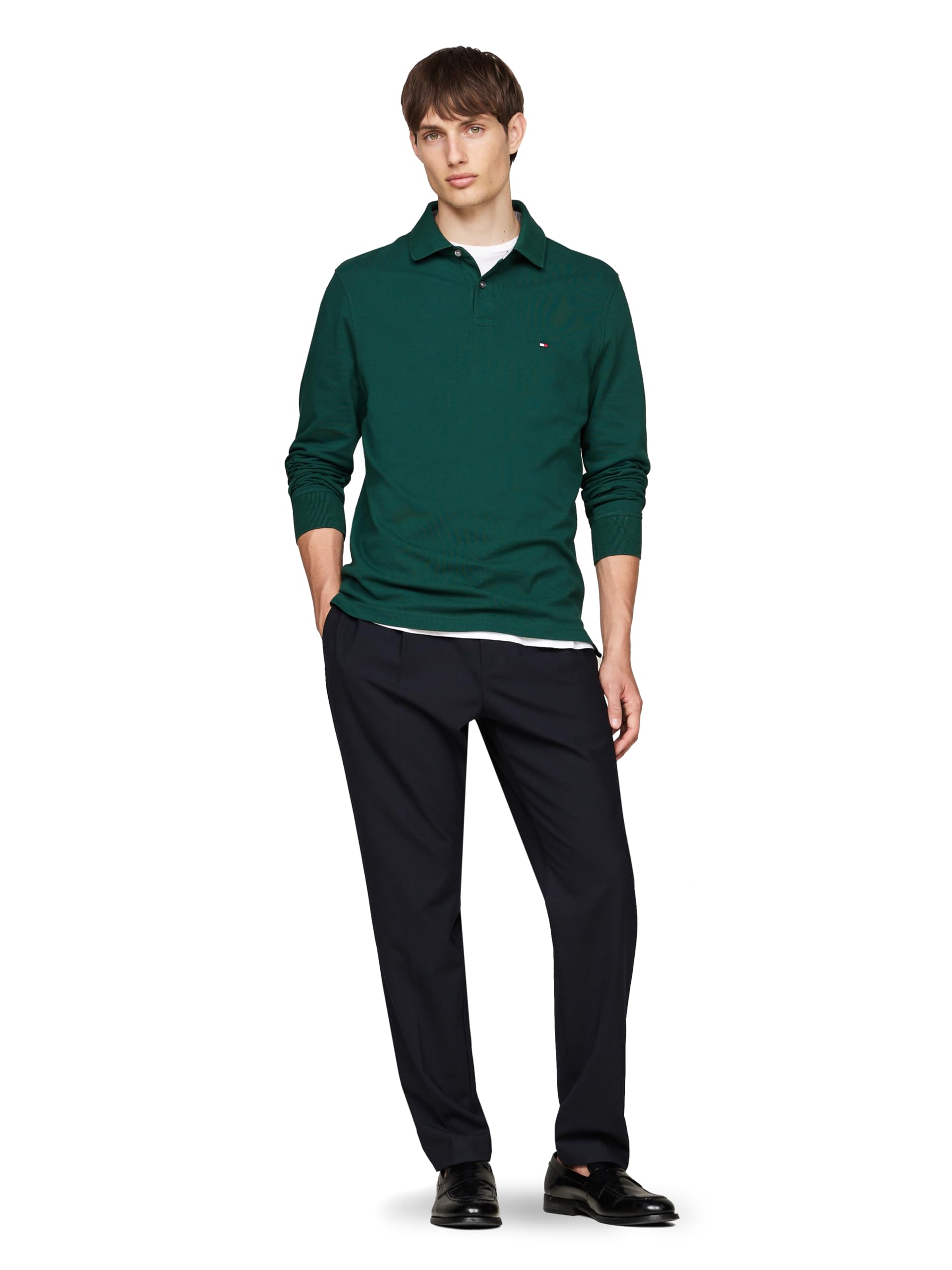 Foto 5 pulgar | Polo Tommy Hilfiger De Manga Larga Para Hombre, Corte Regular, Verde - Venta Internacional.