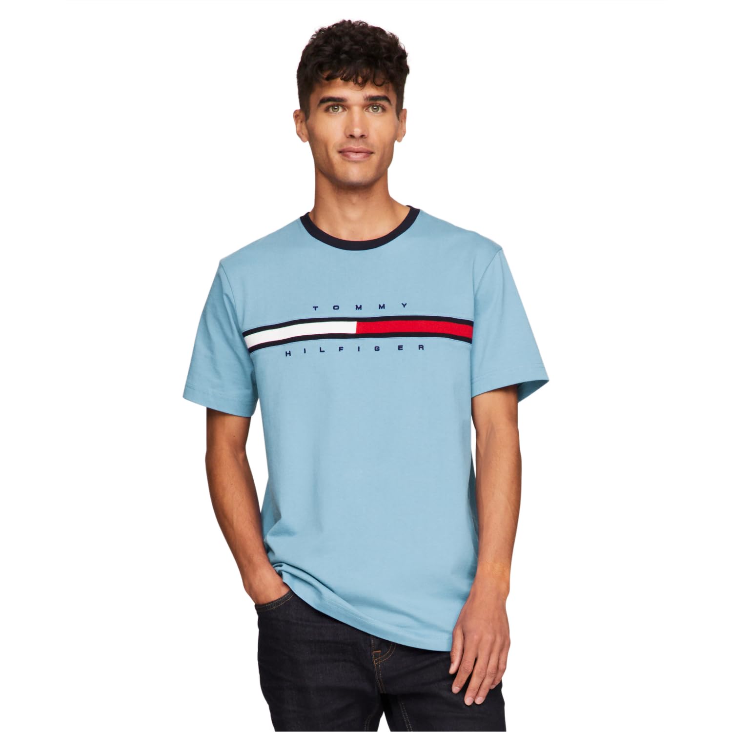 Foto 2 pulgar | Camiseta Tommy Hilfiger De Manga Corta Con Estampado De Rayas Exclusivas Para Hombre - Venta Internacional.