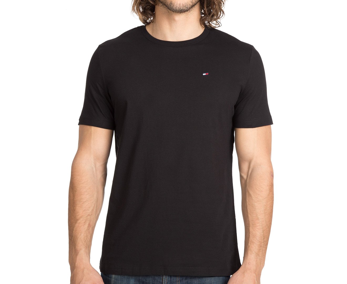 Foto 3 pulgar | Camiseta De Pijama Con Cuello Redondo Con La Bandera De Tommy Hilfiger Para Hombre, Color Negro - Venta Internacional.