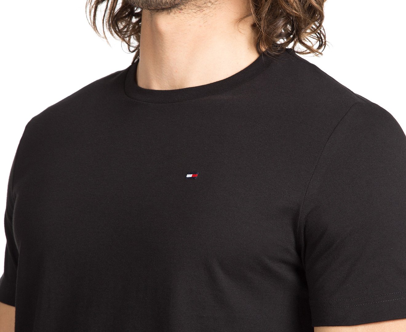 Foto 7 pulgar | Camiseta De Pijama Con Cuello Redondo Con La Bandera De Tommy Hilfiger Para Hombre, Color Negro - Venta Internacional.