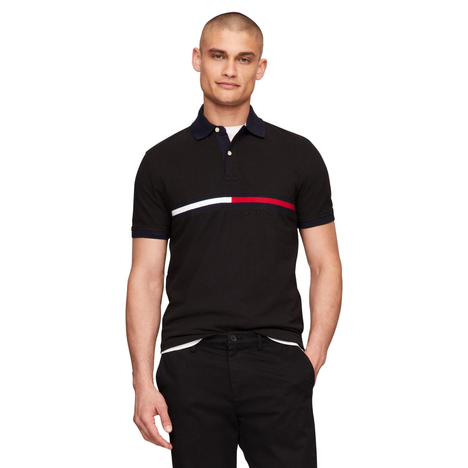 Polo Tommy Hilfiger Flag Pride Para Hombre, Corte Personalizado - Venta Internacional.