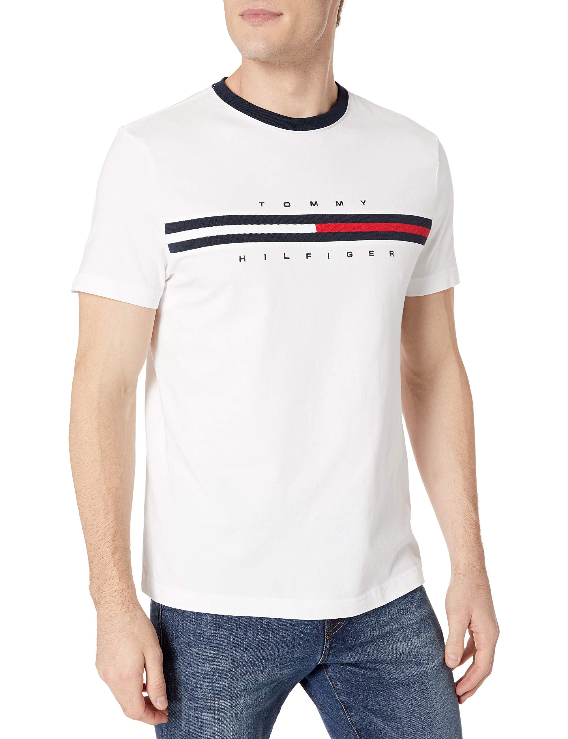 Camiseta Tommy Hilfiger De Manga Corta Con Cuello Redondo Y Logotipo Para Hombre - Venta Internacional.