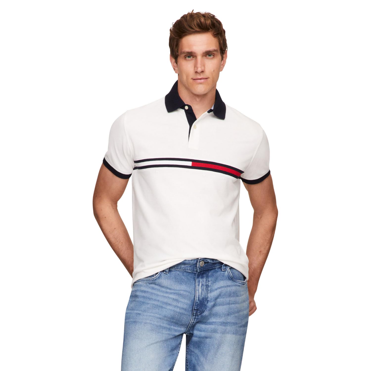 Polo Con La Bandera Del Orgullo De Tommy Hilfiger Para Hombre, De Corte Personalizado - Venta Internacional.