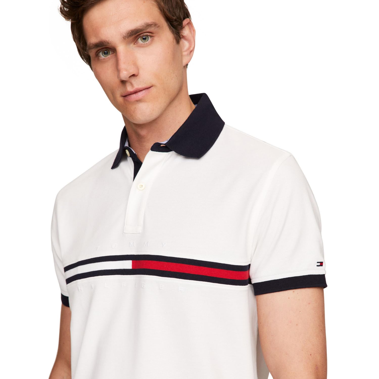 Foto 3 pulgar | Polo Con La Bandera Del Orgullo De Tommy Hilfiger Para Hombre, De Corte Personalizado - Venta Internacional.