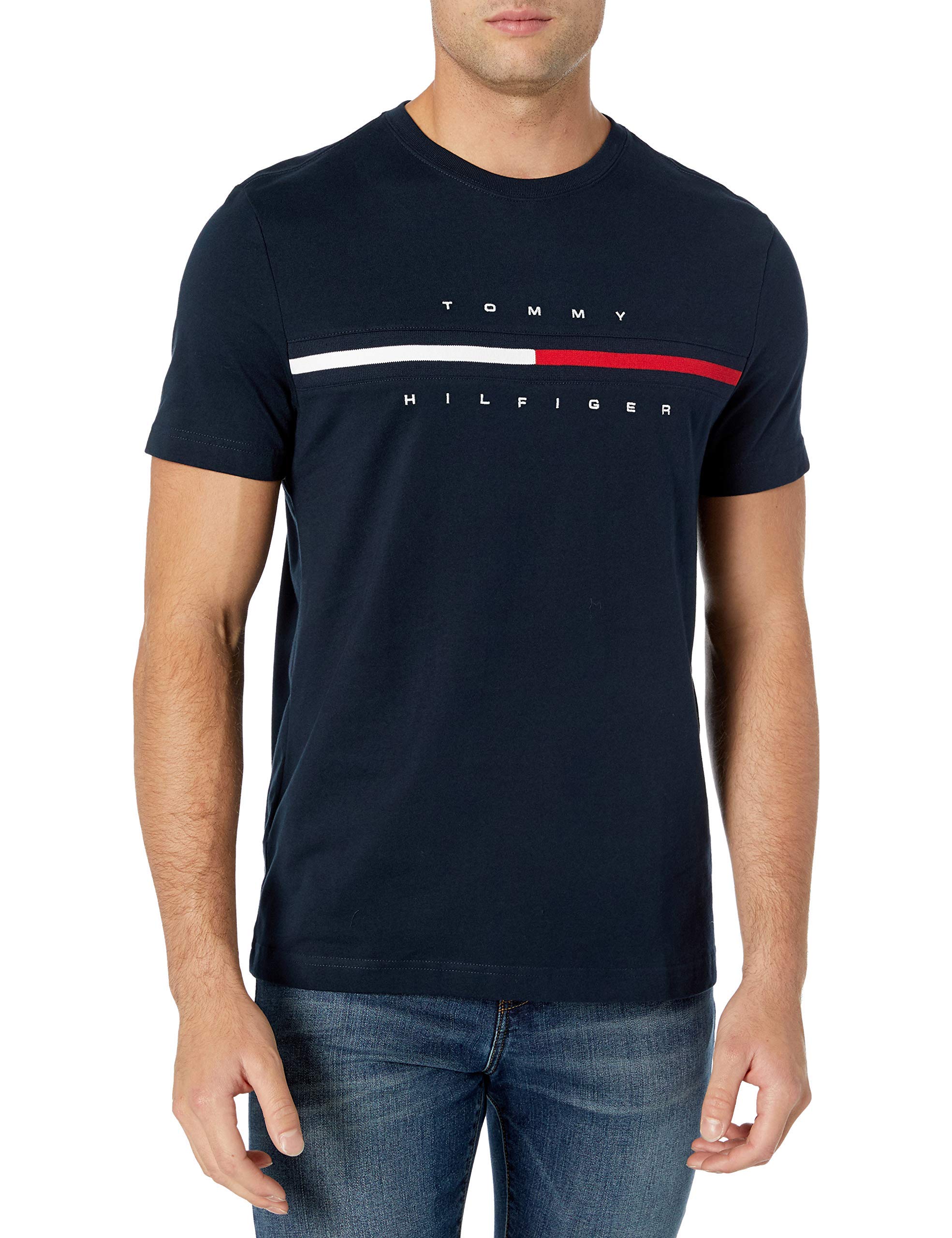 Camiseta Tommy Hilfiger De Manga Corta Con Estampado De Rayas Exclusivas Para Hombre - Venta Internacional.