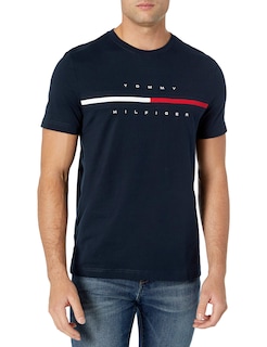 Foto 1 | Camiseta Tommy Hilfiger De Manga Corta Con Estampado De Rayas Exclusivas Para Hombre - Venta Internacional.