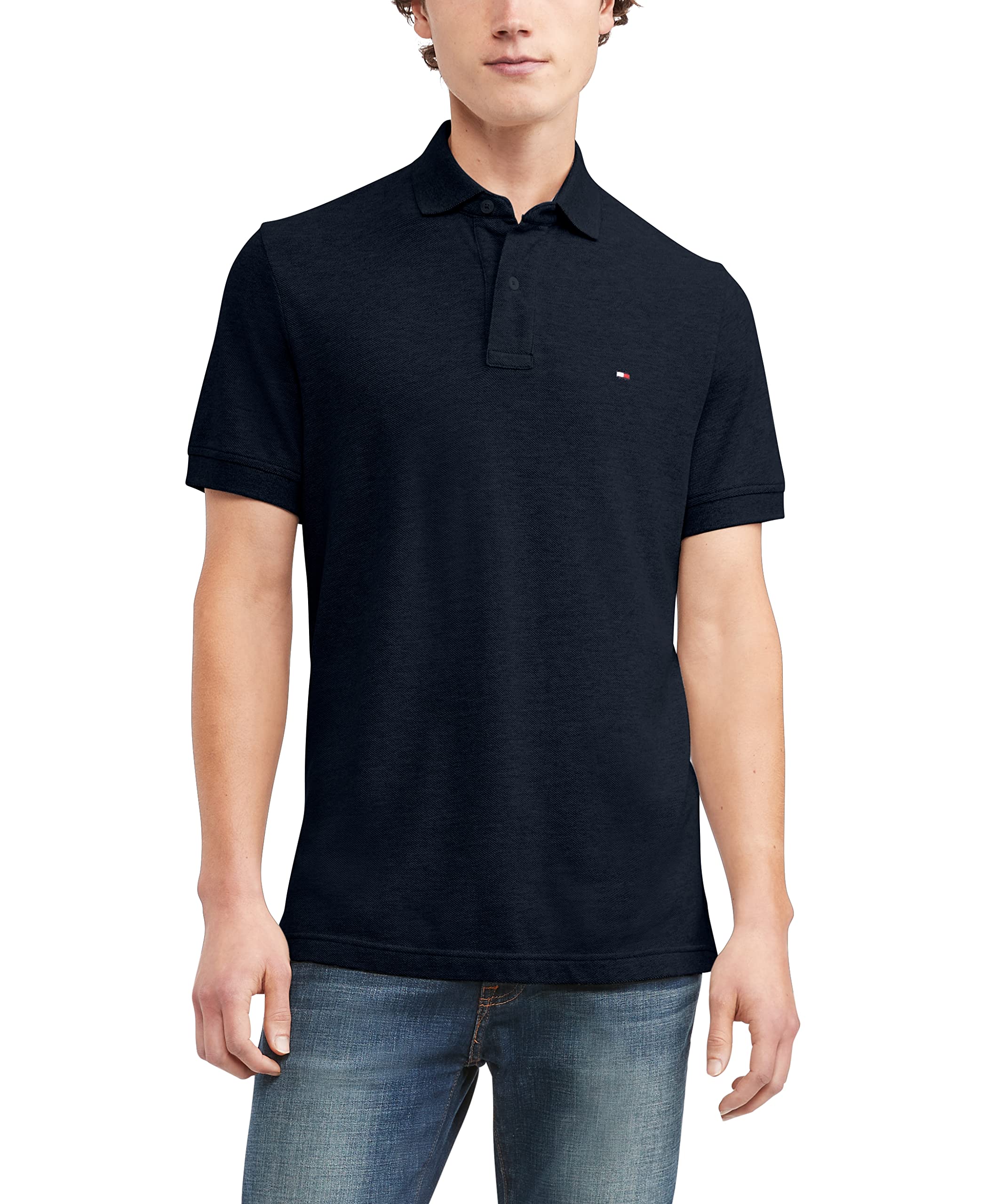 Foto 2 pulgar | Polo Tommy Hilfiger, Corte Clásico, Azul Marino, Jaspeado - Venta Internacional.