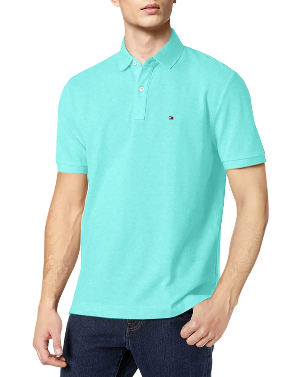 Foto 2 pulgar | Polo Tommy Hilfiger Classic Fit Para Hombre, Color Turquesa, Talla M - Venta Internacional.