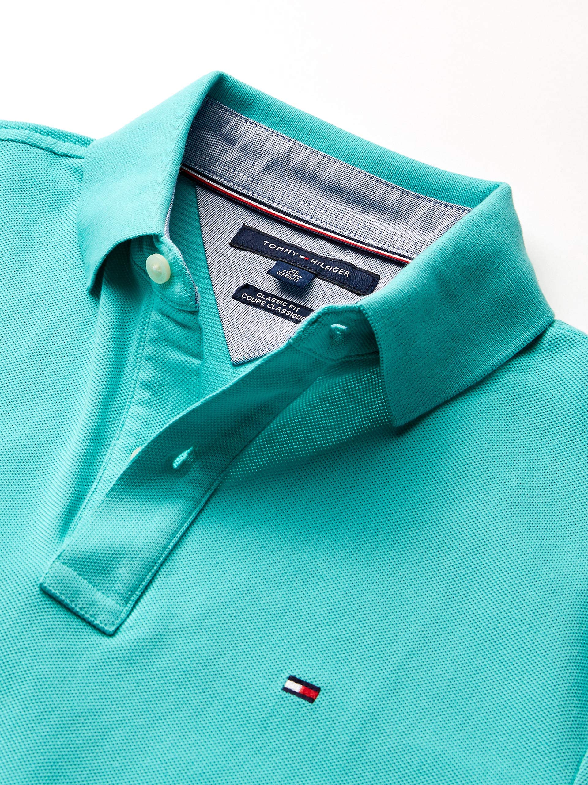 Foto 3 | Polo Tommy Hilfiger Classic Fit Para Hombre, Color Turquesa, Talla M - Venta Internacional.