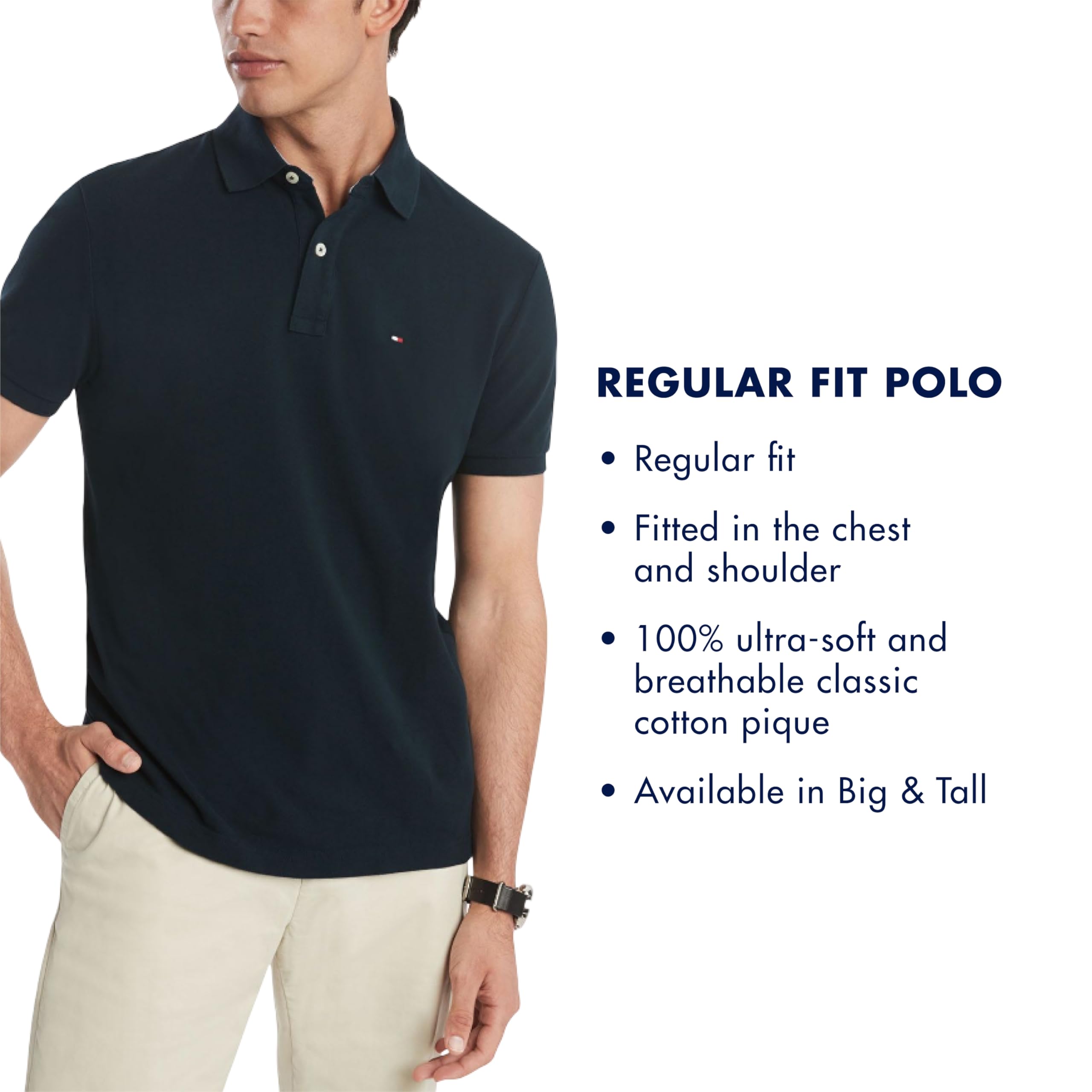 Foto 4 | Polo Tommy Hilfiger Sport Que Absorbe La Humedad Uv S, Gris - Venta Internacional.