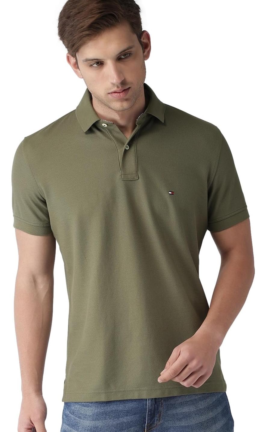 Foto 2 | Polo Tommy Hilfiger Verde Oliva de Corte Regular para Hombre - Venta Internacional