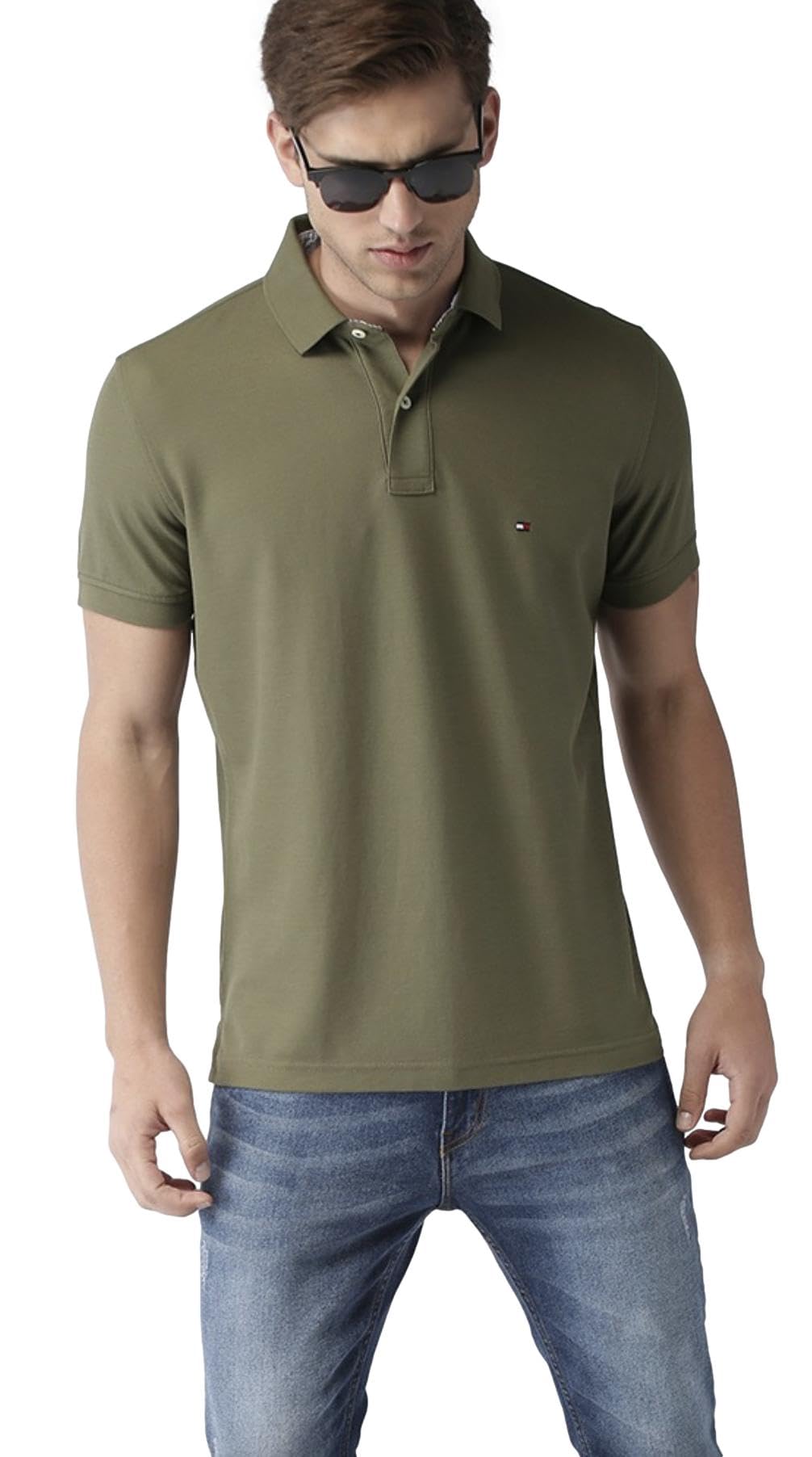 Foto 4 pulgar | Polo Tommy Hilfiger Verde Oliva de Corte Regular para Hombre - Venta Internacional