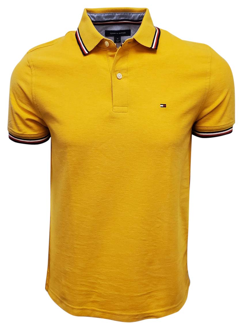 Polo Tommy Hilfiger Con Cuello A Rayas Para Hombre (dorado) - Venta Internacional.