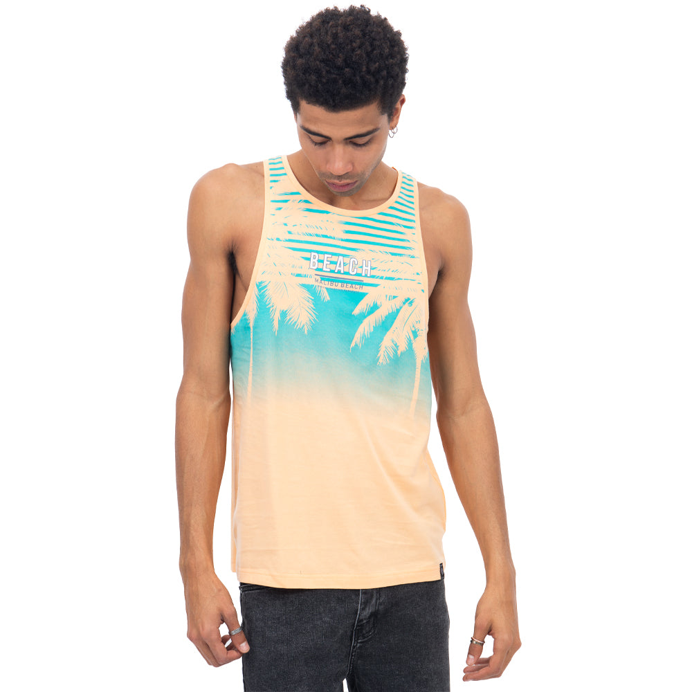 Foto 2 pulgar | Tank Top Estampado Tropical Color Durazno Para Hombre Quarry