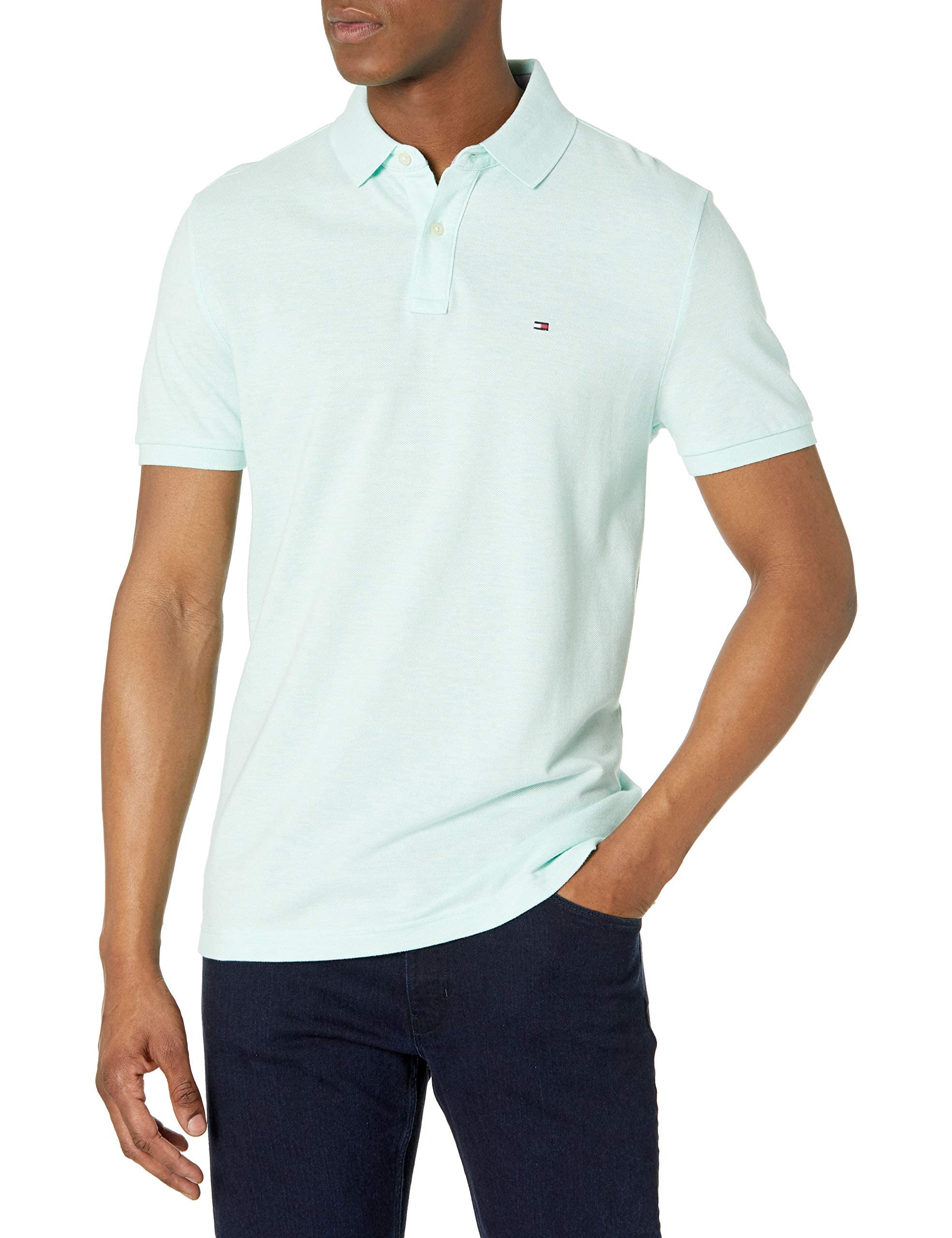 Foto 2 pulgar | Polo Tommy Hilfiger Para Hombre, Corte Personalizado, Color Verde Jaspeado - Venta Internacional.