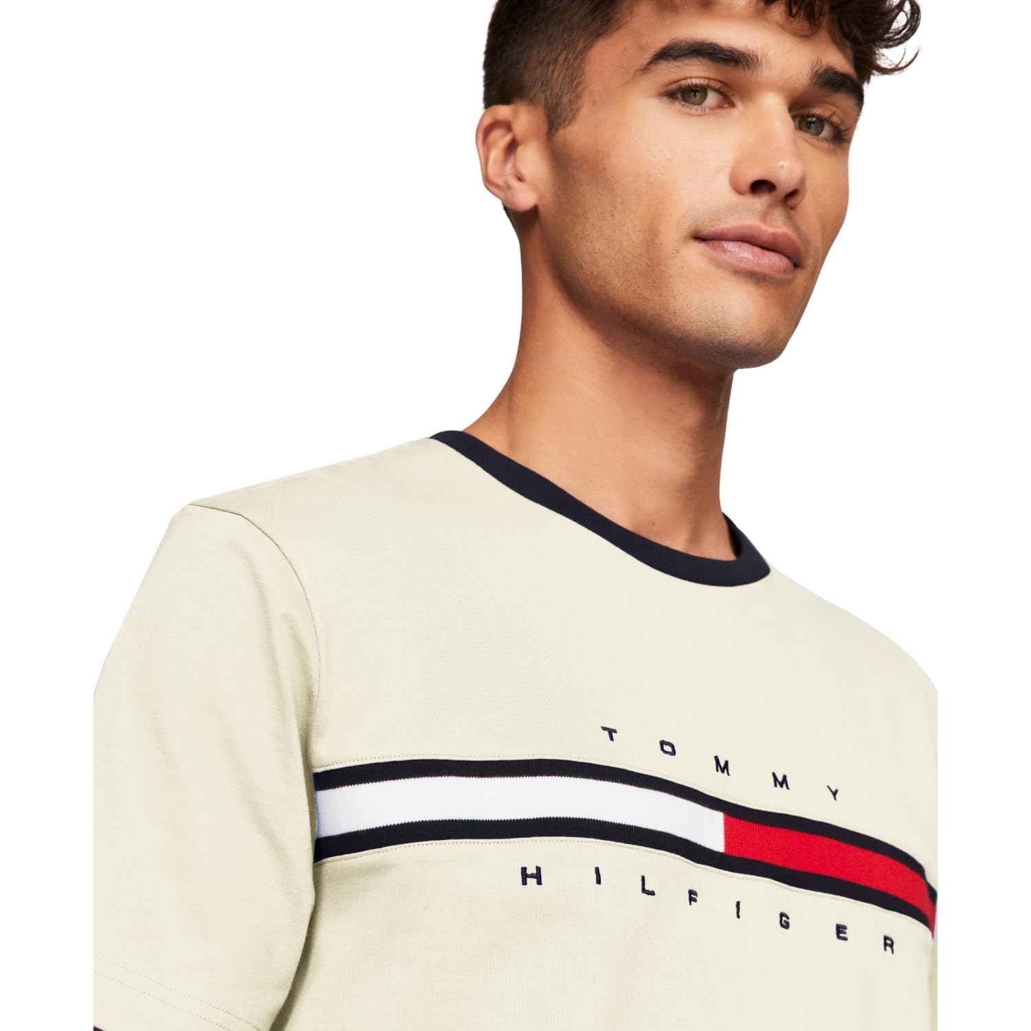 Foto 3 pulgar | Camiseta Tommy Hilfiger De Manga Corta Con Estampado De Rayas Exclusivas Para Hombre - Venta Internacional.