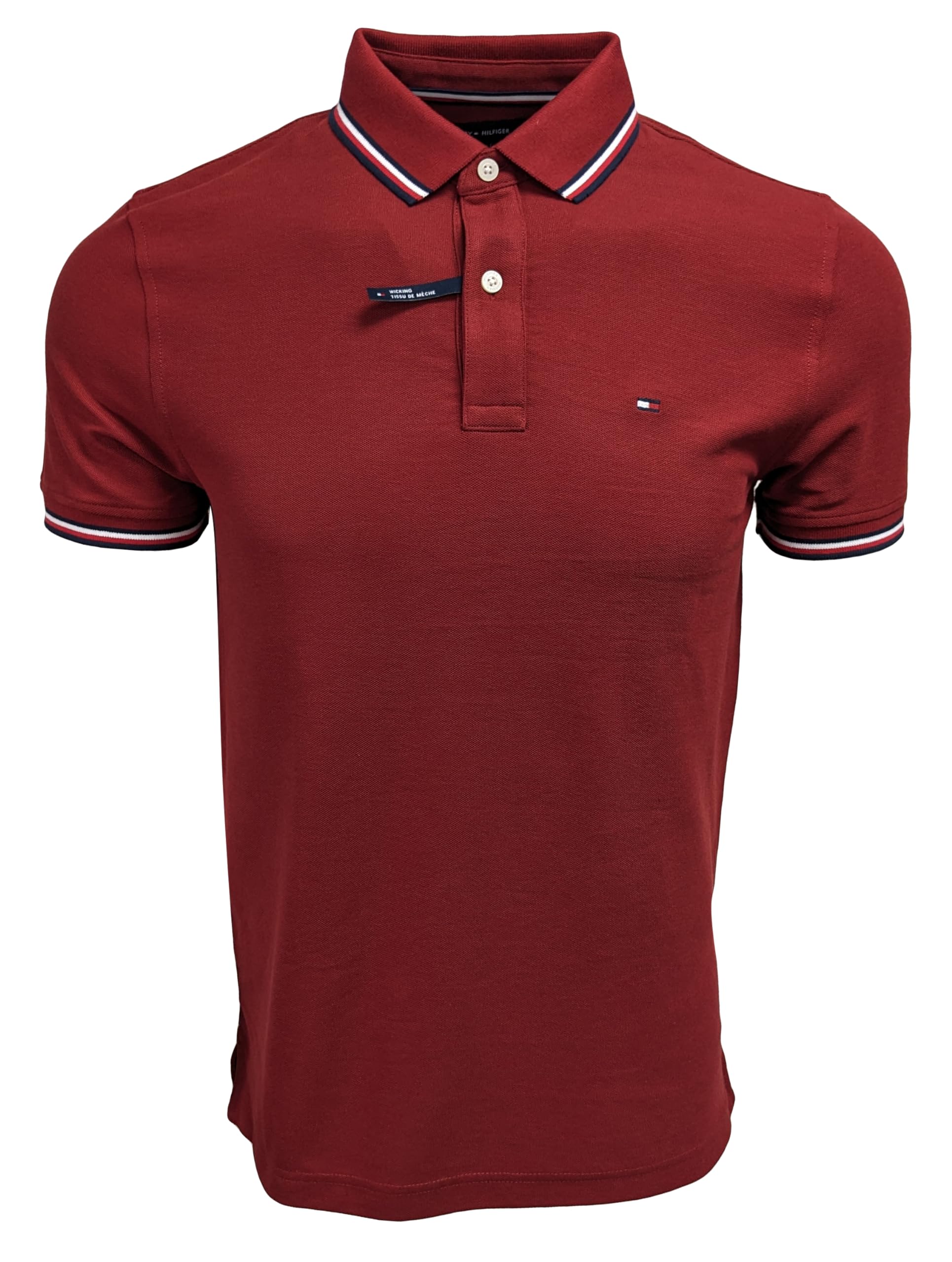 Foto 2 pulgar | Polo Tommy Hilfiger Con Cuello A Rayas Para Hombre (s, Rojo Oscuro) - Venta Internacional.
